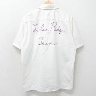 XL★古着 キャンパス 半袖 ビンテージ シャツ メンズ 70年代 70s Lilac Ridge Farm 手縫い刺繍 USA製 白 ホワイト 【spe】 24may07 中古 トップス(シャツ)