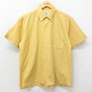 M★古着 半袖 ビンテージ シャツ メンズ 70年代 70s ボタンダウン 黄 イエロー 24may07 中古 トップス(シャツ)