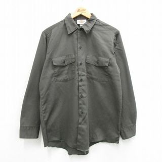 ディッキーズ(Dickies)のM★古着 ディッキーズ Dickies 長袖 ワーク シャツ メンズ 90年代 90s 濃グレー 24may07 中古 トップス(シャツ)