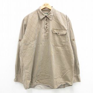 XL★古着 カベラス 長袖 ハンティング シャツ メンズ 00年代 00s 大きいサイズ コットン 濃ベージュ カーキ 24may07 中古 トップス(シャツ)