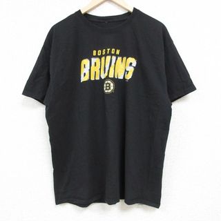 XL★古着 半袖 Tシャツ メンズ NHL ボストンブルーインズ コットン クルーネック 黒 ブラック アイスホッケー 24may07 中古(Tシャツ/カットソー(半袖/袖なし))