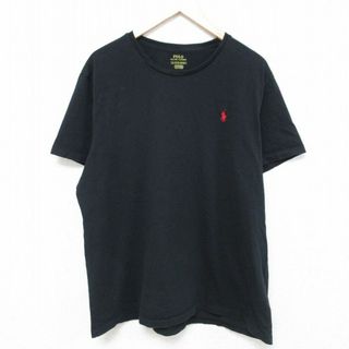 ラルフローレン(Ralph Lauren)のXL★古着 ラルフローレン Ralph Lauren 半袖 ブランド Tシャツ メンズ ワンポイントロゴ 大きいサイズ コットン クルーネック 黒 ブラック 24may07 中古(Tシャツ/カットソー(半袖/袖なし))