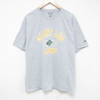 チャンピオン(Champion)のL★古着 チャンピオン Champion 半袖 ブランド Tシャツ メンズ セントレオ ライオンズ クルーネック グレー 霜降り 24may07 中古(Tシャツ/カットソー(半袖/袖なし))