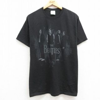 ヘインズ(Hanes)のM★古着 ヘインズ Hanes 半袖 ビンテージ ロック バンド Tシャツ メンズ 00年代 00s ビートルズ The Beatles コットン クルーネック 黒 ブラック 24may07 中古(Tシャツ/カットソー(半袖/袖なし))