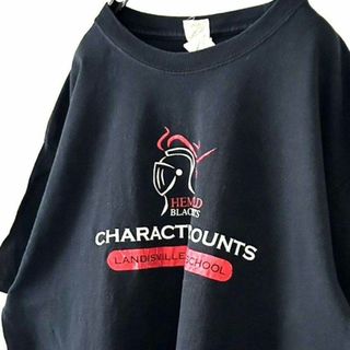 ギルダン CHARACTECOUNTS Tシャツ L ブラック 黒 古着(Tシャツ/カットソー(半袖/袖なし))