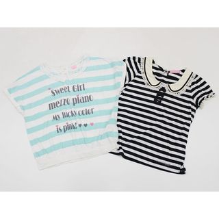 メゾピアノ(mezzo piano)の【夏物 新入荷!】▲メゾピアノ/mezzo piano▲160cm 半袖Tシャツ/半袖カットソー2枚set 白黒×水色 ボーダー【中古】【ネット限定】子供 キッズ kids ジュニア 女の子 夏 tops 105042(Tシャツ/カットソー)