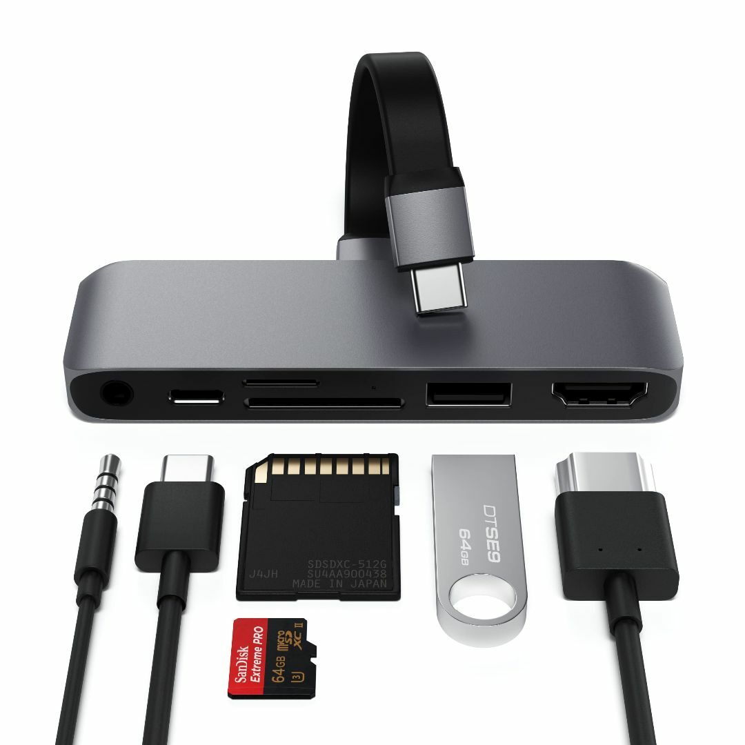 Satechi USB-C モバイル Pro SD ハブ 6-in-1 USB- スマホ/家電/カメラのPC/タブレット(PC周辺機器)の商品写真