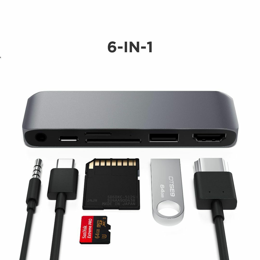 Satechi USB-C モバイル Pro SD ハブ 6-in-1 USB- スマホ/家電/カメラのPC/タブレット(PC周辺機器)の商品写真