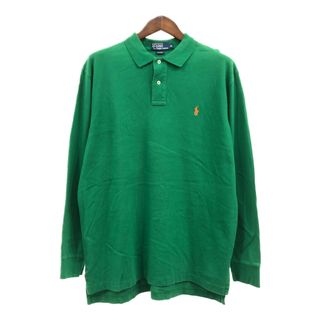 ポロラルフローレン(POLO RALPH LAUREN)のPolo by Ralph Lauren ポロ ラルフローレン 長袖 ポロシャツ ワンポイントロゴ グリーン (メンズ XL) 中古 古着 Q5848(ポロシャツ)