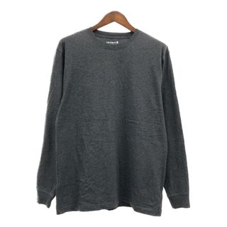 カーハート(carhartt)のCarhartt カーハート 長袖Ｔシャツ ワンポイントロゴ 袖プリント グレー (メンズ M) 中古 古着 Q5850(Tシャツ/カットソー(七分/長袖))