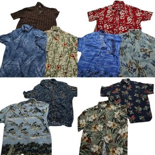 古着卸 まとめ売り レーヨン系 アロハシャツ 半袖シャツ 10枚セット (メンズ XL ) 花柄　ヤシの木　リーフ柄　 MS8478(シャツ)