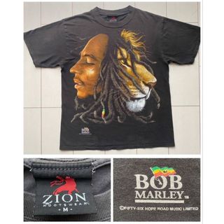 ヴィンテージ(VINTAGE)の90s USA製 BOB MARLEY LION ZION black M L(Tシャツ/カットソー(半袖/袖なし))