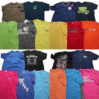 古着卸 まとめ売り カラーmix プリント 半袖Tシャツ 20枚セット (メンズ XL /2XL ) ビックサイズ　プロチーム　カジュアル MS8497(その他)