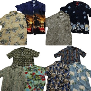 古着卸 まとめ売り レーヨン系 アロハシャツ 半袖シャツ 10枚セット (メンズ S /M /L /XL ) ヤシの木　リーフ柄　花柄　 MS8489(シャツ)