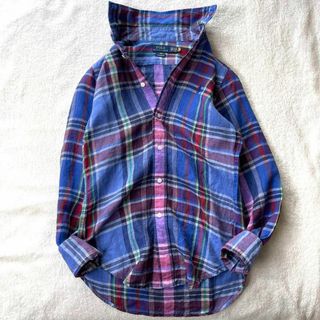 ポロラルフローレン(POLO RALPH LAUREN)のポロラルフローレン リネン マドラスチェック シャツ ブラウス 青 ブルー(シャツ/ブラウス(長袖/七分))