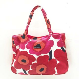 マリメッコ(marimekko)のmarimekko(マリメッコ) ショルダーバッグ - ピンク×レッド×マルチ 花柄 キャンバス(ショルダーバッグ)