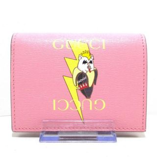 グッチ(Gucci)のGUCCI(グッチ) 2つ折り財布美品  - 701009 ピンク×イエロー×マルチ ばなにゃコラボ/BNF レザー(財布)