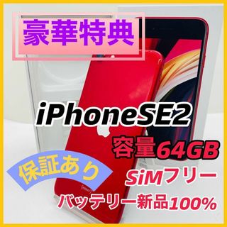 アップル(Apple)のiPhone SE 第2世代 (SE2) レッド 64 GB SIMフリー 本体(スマートフォン本体)