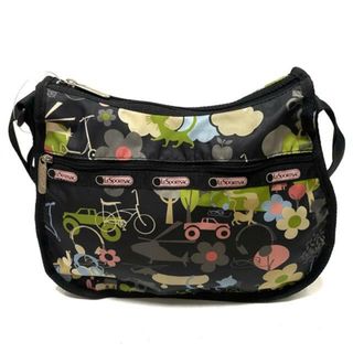 レスポートサック(LeSportsac)のLESPORTSAC(レスポートサック) ショルダーバッグ - 黒×アイボリー×マルチ ネコ/フラワー(花) レスポナイロン(ショルダーバッグ)