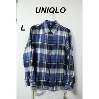 ユニクロ(UNIQLO)のプロフ必読UNIQLOチェックネルシャツブルー/シンプルカジュアルL(シャツ/ブラウス(長袖/七分))