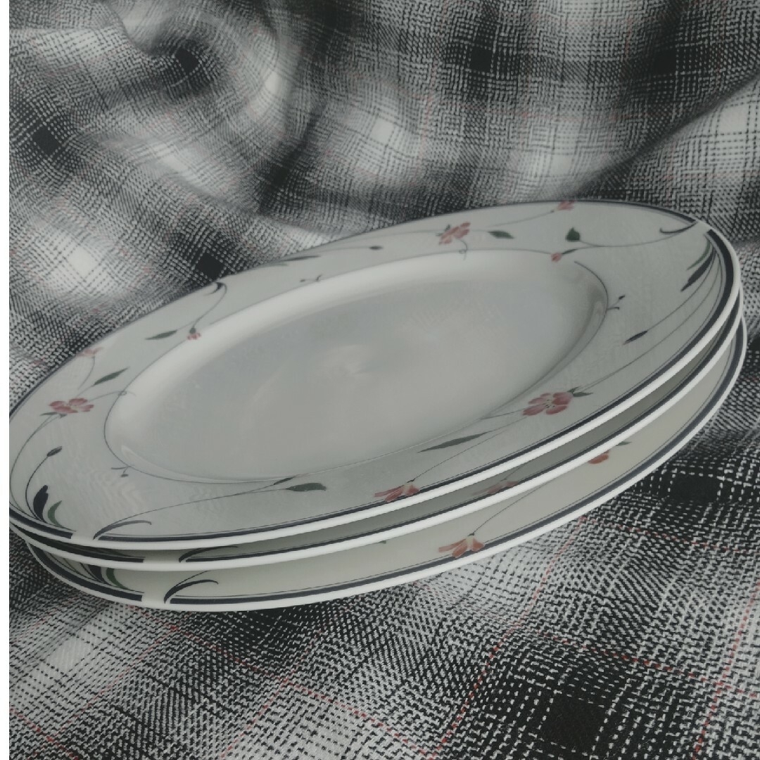 新品レトロ27.5cm花絵大皿3枚組SAVOIR VIVRE インテリア/住まい/日用品のキッチン/食器(食器)の商品写真