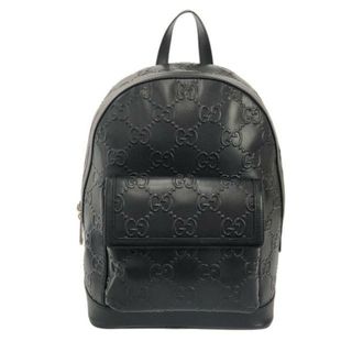 グッチ(Gucci)のGUCCI(グッチ) リュックサック GGエンボス 658579 黒 レザー(リュック/バックパック)