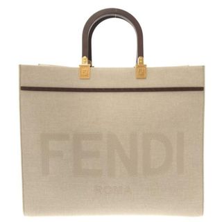 フェンディ(FENDI)のFENDI(フェンディ) トートバッグ サンシャイン ミディアム 8BH386-AKBS ベージュ×ダークブラウン ウッドハンドル キャンバス×カーフレザー(トートバッグ)