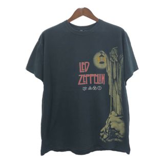 LED ZEPPELIN レッド・ツェッペリン 半袖Ｔシャツ バンドT ブラック (メンズ XL相当) 中古 古着 Q5864(Tシャツ/カットソー(半袖/袖なし))