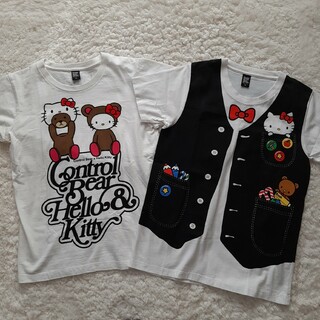 グラニフ(Design Tshirts Store graniph)のグラニフ キティ Tシャツ　2枚セット　SS だまし絵(Tシャツ(長袖/七分))