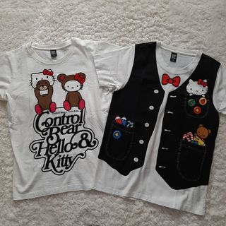 Design Tshirts Store graniph - グラニフ キティ Tシャツ　2枚セット　SS だまし絵