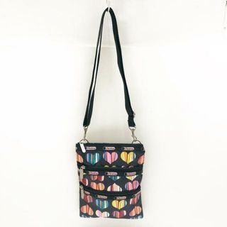 レスポートサック(LeSportsac)のLESPORTSAC(レスポートサック) ショルダーバッグ美品  - 黒×ピンク×マルチ ハート レスポナイロン(ショルダーバッグ)