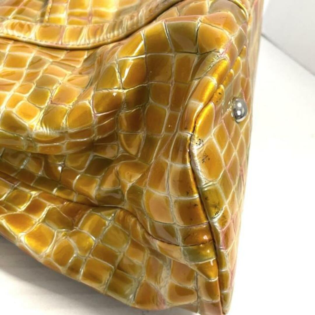 COCCO FIORE(コッコフィオーレ) トートバッグ - オレンジ×イエロー 型押し加工 エナメル（レザー） レディースのバッグ(トートバッグ)の商品写真