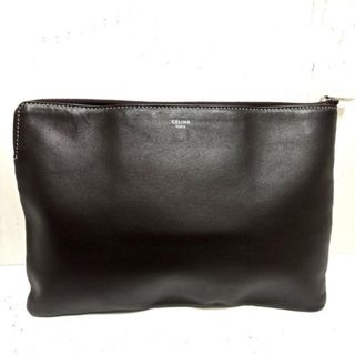 セリーヌ(celine)のCELINE(セリーヌ) クラッチバッグ美品  - ダークブラウン×白 レザー(クラッチバッグ)