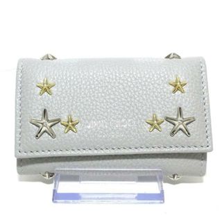 JIMMY CHOO - JIMMY CHOO(ジミーチュウ) キーケース美品  ネプチューン J000135822001 ライトグレー×シルバー×ゴールド 6連フック/スター/スタッズ/キーリング付き ソフトグレインカーフ×金属素材