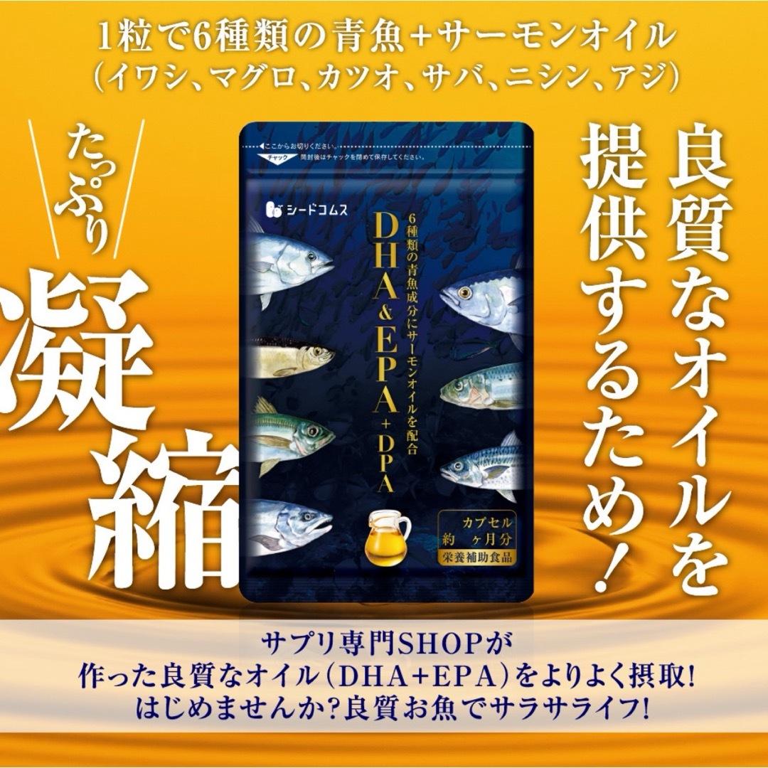 DHA EPA DPA 3ヶ月分　オメガ3  不飽和脂肪酸　シードコムス　サプリ 食品/飲料/酒の健康食品(その他)の商品写真