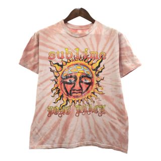 SUBLIME サブライム タイダイ 半袖Ｔシャツ バンドT サーモンピンク (メンズ L) 中古 古着 Q5866(Tシャツ/カットソー(半袖/袖なし))