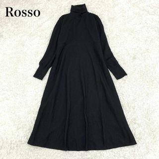 アーバンリサーチロッソ(URBAN RESEARCH ROSSO)のロッソ タートルネックフレアワンピース ブラック FREEサイズ ■(ロングワンピース/マキシワンピース)