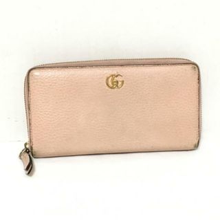 グッチ(Gucci)のGUCCI(グッチ) 長財布 GGマーモント 456117 ライトピンク ラウンドファスナー レザー(財布)