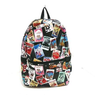 レスポートサック(LeSportsac)のLESPORTSAC(レスポートサック) リュックサック美品  - 黒×白×マルチ Disneyコラボ レスポナイロン(リュック/バックパック)