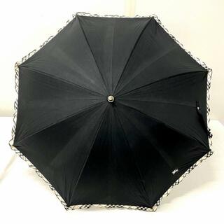 Burberry(バーバリー) 日傘 - 黒×アイボリー 日傘/フリル/チェック柄 化学繊維