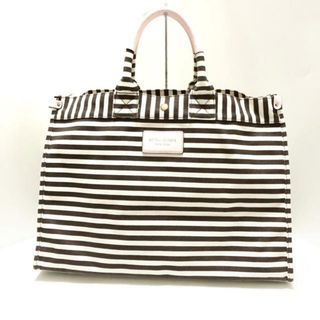 ヘンリベンデル(Henri Bendel)のHENRI BENDEL(ヘンリベンデル) トートバッグ - アイボリー×ブラウン×ライトピンク ボーダー/ストライプ キャンバス×合皮(トートバッグ)