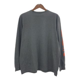 カーハート(carhartt)のCarhartt カーハート 長袖Ｔシャツ 袖プリント ロゴ グレー (メンズ L) 中古 古着 Q5869(Tシャツ/カットソー(七分/長袖))