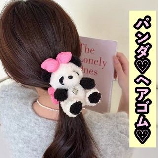 63【新品】韓国アクセサリー ヘアゴムシュシュ パンダ ピンク オルチャン(ヘアゴム/シュシュ)