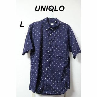 ユニクロ(UNIQLO)のプロフ必読UNIQLO錨総柄半袖シャツ/ブランド高品質良品L(シャツ)