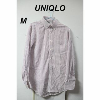 ユニクロ(UNIQLO)のプロフ必読UNIQLOレッドストライプ長袖シャツ/ブランド良品重宝M(シャツ)