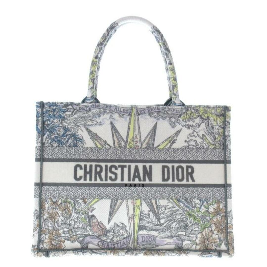 Christian Dior - DIOR/ChristianDior(ディオール/クリスチャンディオール) トートバッグ美品  ブックトートミディアムバッグ/旧スモール M1296ZMDW_M884 白×ライトグレー×マルチ Reve d'Infini (レーヴ ダンフィニ)エンブロイダリー/ネーム刺繍 ジャガード