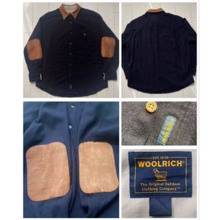 美品 90s 00s woolrich leather レザー 切替 紺 XL