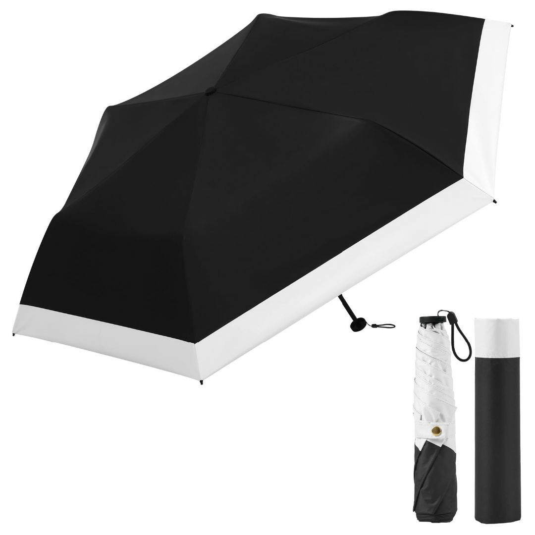【色: ふち縞ブラック】SLEEPSINERO 日傘 折りたたみ傘 2024新登 レディースのファッション小物(その他)の商品写真