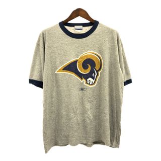 リーボック(Reebok)の00年代 Reebok リーボック NFL ロサンゼルス・ラムズ 半袖Ｔシャツ プロチーム ライトグレー (メンズ XL) 中古 古着 Q5881(Tシャツ/カットソー(半袖/袖なし))