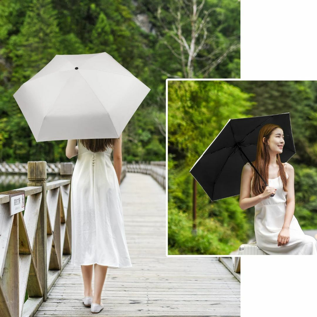 【色: ホワイト-6本骨】日傘 軽量 折りたたみ傘 コンパクト レディース 10 レディースのファッション小物(その他)の商品写真